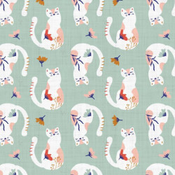 Printed Cotton TACHA Celadon / Red